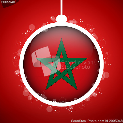 Image of Merry Christmas Red Ball with Flag Morocco
