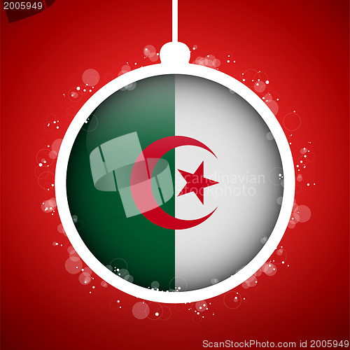 Image of Merry Christmas Red Ball with Flag Algeria