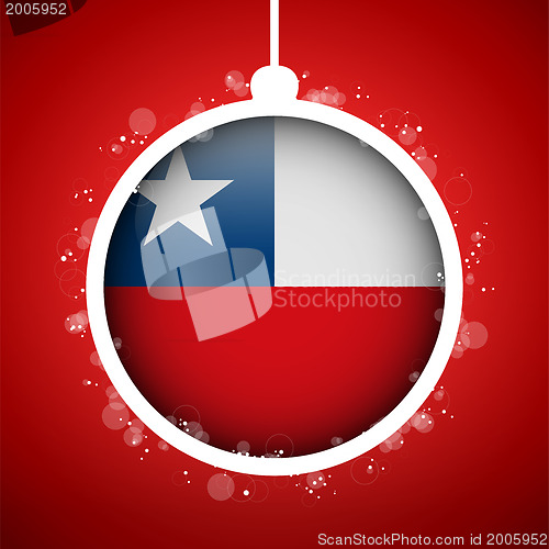 Image of Merry Christmas Red Ball with Flag Chile