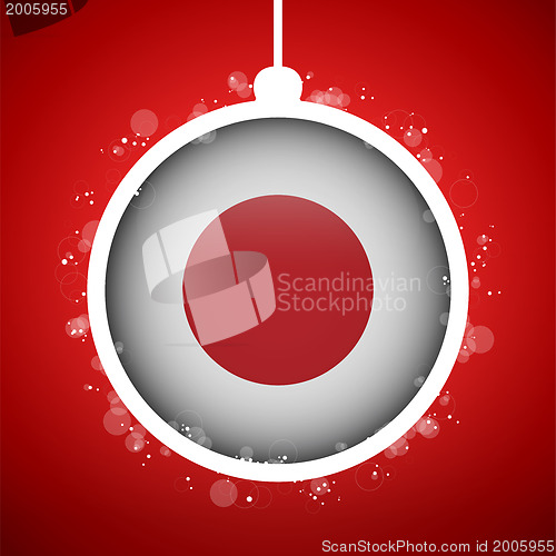 Image of Merry Christmas Red Ball with Flag Japan