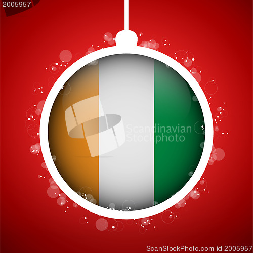 Image of Merry Christmas Red Ball with Flag Ireland