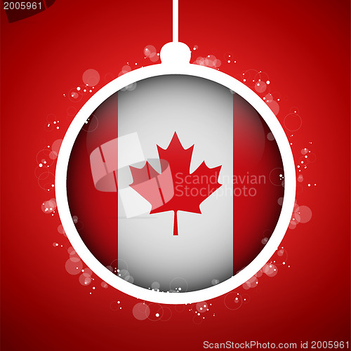 Image of Merry Christmas Red Ball with Flag Canada