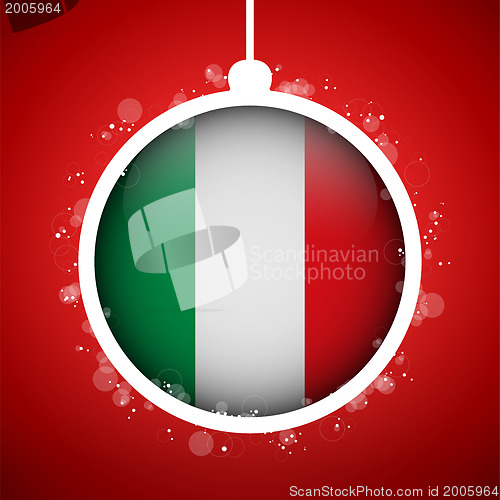 Image of Merry Christmas Red Ball with Flag Italy