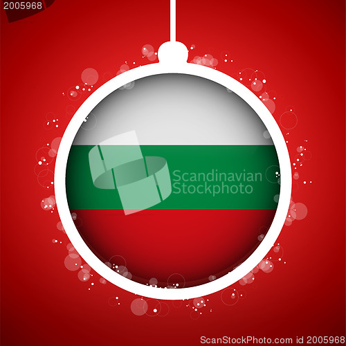 Image of Merry Christmas Red Ball with Flag Bulgaria