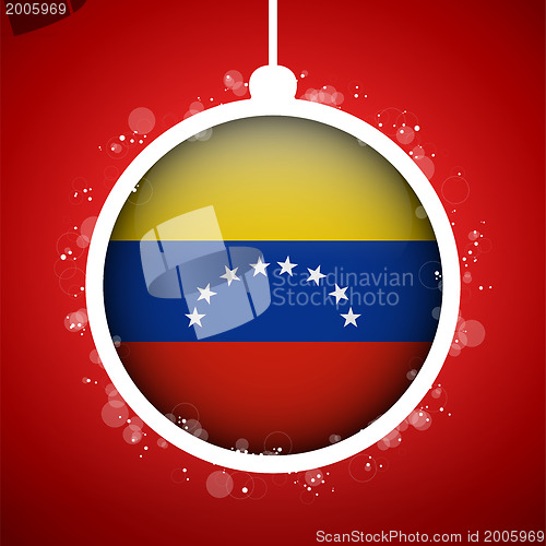 Image of Merry Christmas Red Ball with Flag Venezuela