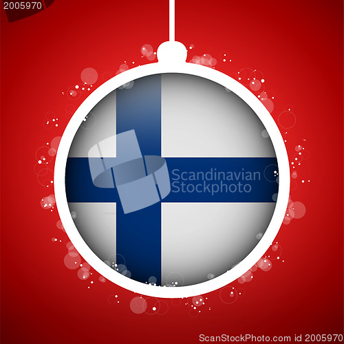 Image of Merry Christmas Red Ball with Flag Finland