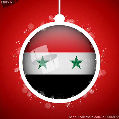 Image of Merry Christmas Red Ball with Flag Syrian