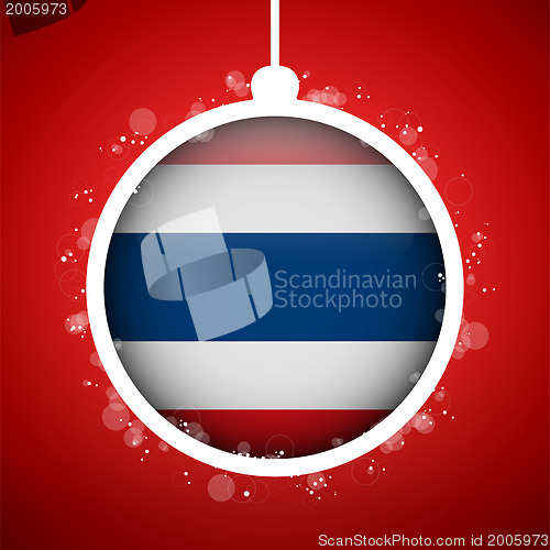 Image of Merry Christmas Red Ball with Flag Thailand