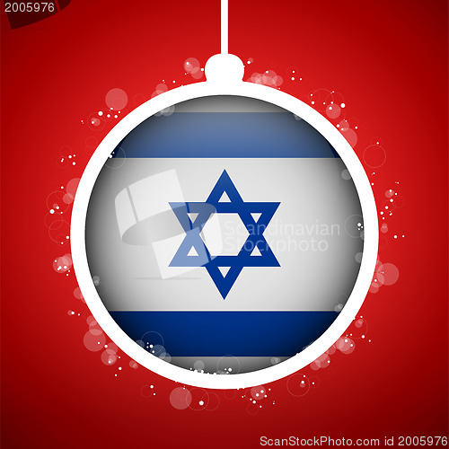 Image of Merry Christmas Red Ball with Flag Israel