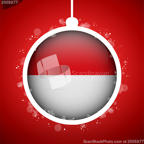 Image of Merry Christmas Red Ball with Flag Monaco