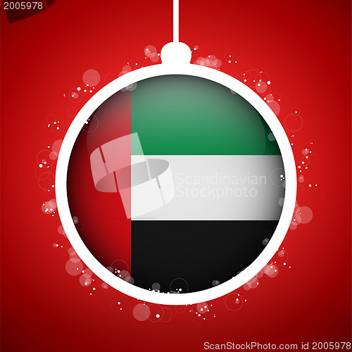 Image of Merry Christmas Red Ball with Flag Emirates