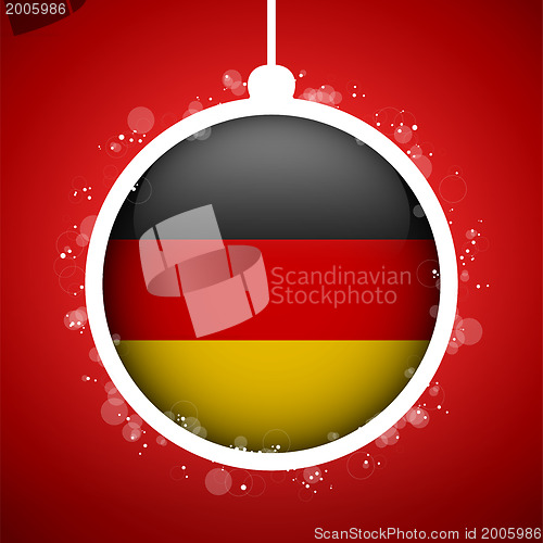 Image of Merry Christmas Red Ball with Flag Germany