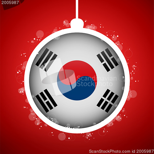 Image of Merry Christmas Red Ball with Flag South Korea