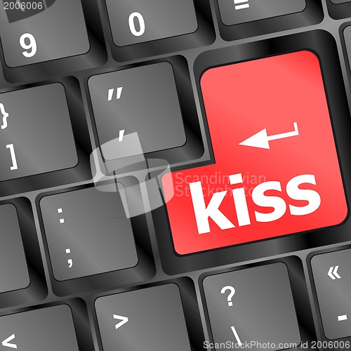 Image of kiss red button word on black keyboard