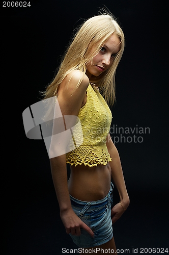Image of Girl at black background