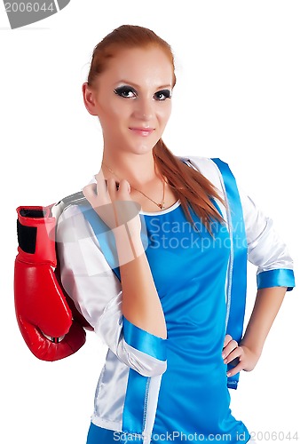 Image of Pretty girl with boxing gloves