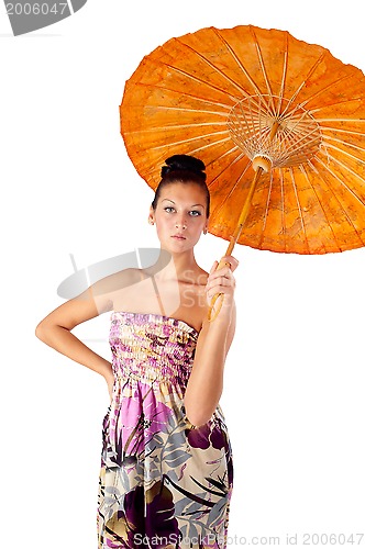 Image of Attractive girl with umbrella