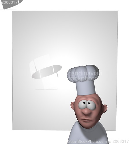 Image of funny cook and blank board