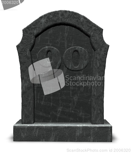 Image of number ninety on gravestone