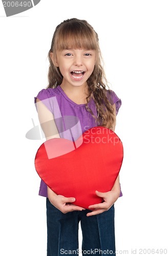 Image of Little girl with red heart