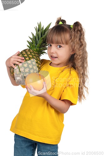 Image of Little girl with pineapple