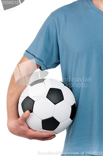 Image of Man with classic soccer ball