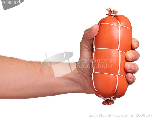 Image of Hand with sausage