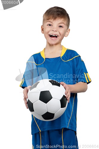 Image of Boy in ukrainian national soccer uniform