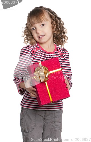 Image of Little girl with gift box