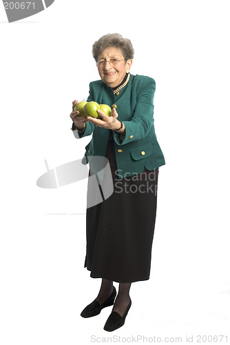 Image of senior woman with apple