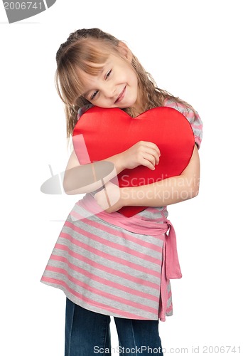 Image of Little girl with red heart