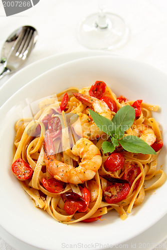 Image of Fettuccine with prawn in tomato sauce