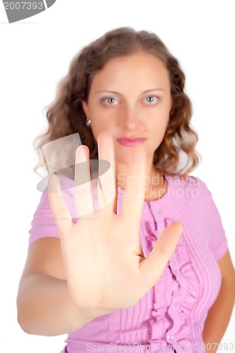 Image of Girl with stop gesture