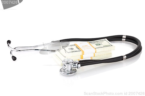 Image of stethoscope and dollars