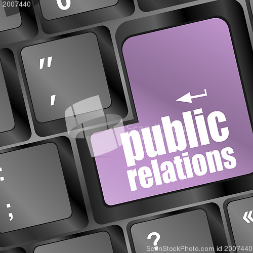 Image of computer keyboard with public relations pr button