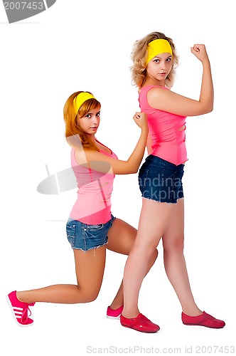 Image of Duet of pretty girls dancing