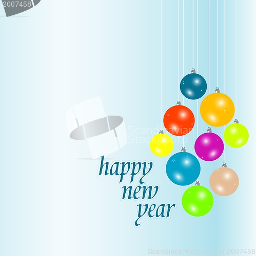 Image of Happy new year blue elegant background with christmas balls