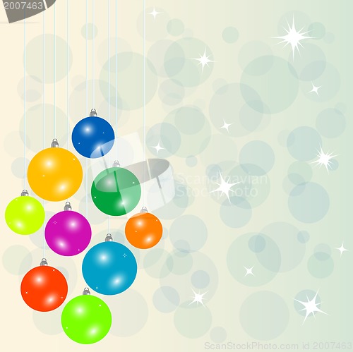 Image of christmas ball on abstract light background