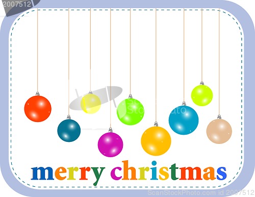 Image of Christmas balls hanging with ribbons - holiday background