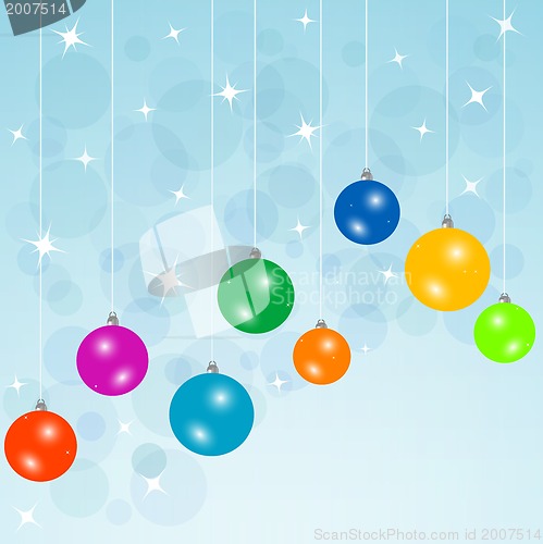 Image of blue card with christmas balls