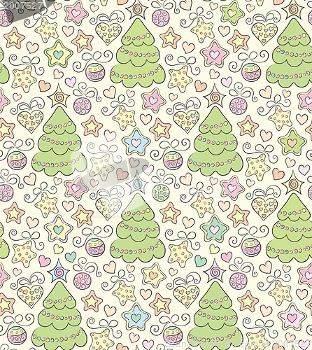 Image of Funny seamless christmas color vector background