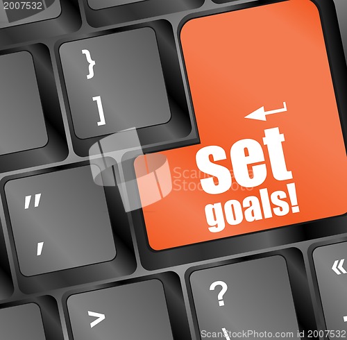 Image of set goals button on keyboard - business concept