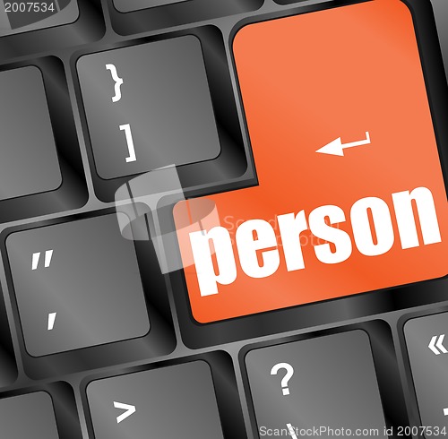 Image of word person on computer keyboard key