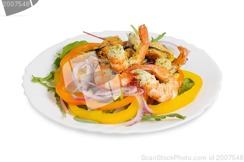 Image of Salad with shrimp, mussels, bell pepper