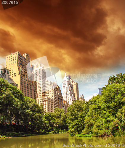 Image of New York City - Manhattan Skyscrapers from Central Park with Tre