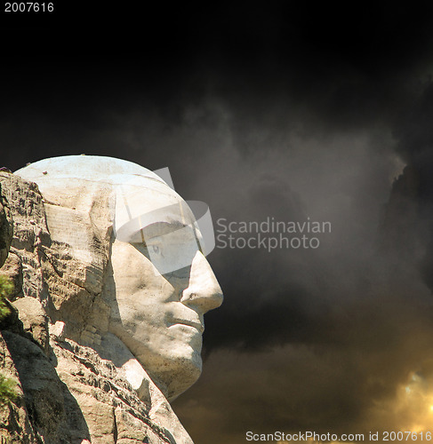 Image of Mount Rushmore National Memorial with dramatic sky - USA