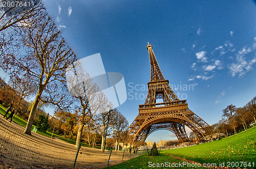 Image of La Tour Eiffel - Beautiful winter day in Paris, Eiffel Tower fro