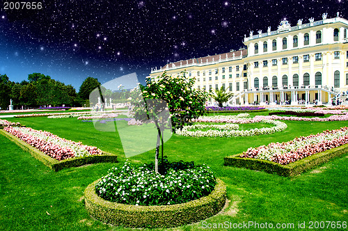 Image of Sky Colors above Schoenbrunn Castle and Vegetation in Vienna