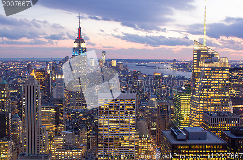 Image of NEW YORK CITY - FEB 22: Empire State Building shines at winter s