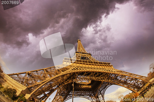 Image of Beautiful photo of the Eiffel tower in Paris with gorgeous sky c